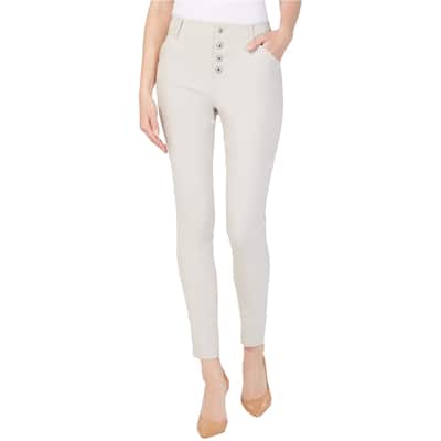 I-N-C Womens Exposed-Button Casual Trouser Pants