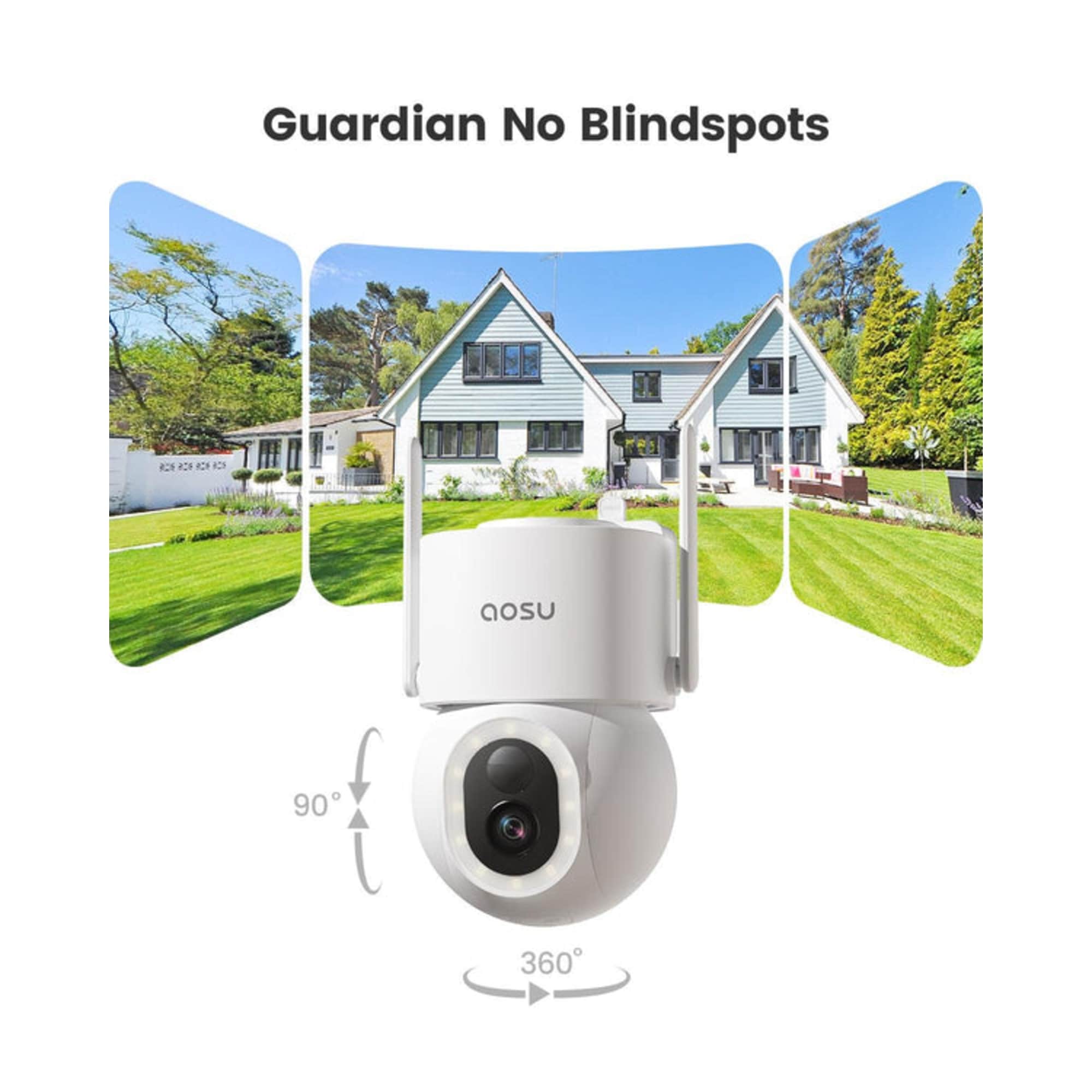 Aosu C9S Outdoor 3k/5mp Solar 400-Lumen Floodlight Camera - On
