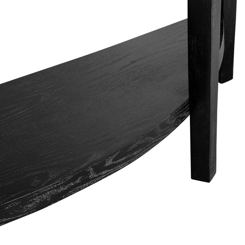 Half Moon Curved Console Table 55.1-Inch Wooden Entry Sofa Table Accent Table with Open Shelf for Living Room, Entryway