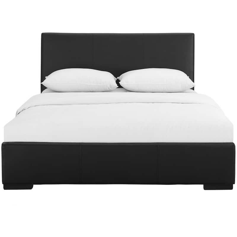 HomeRoots Black Faux Leather King Bed Frame