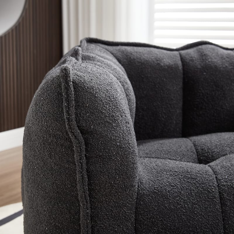 Soft Bean Bag Chair With High Resilient Foam(Chips)For Living Room And Bedroom,Comfortable Square Lazy Sofa With Footstool