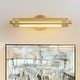 preview thumbnail 2 of 10, 18.5" Mid-Century Modern Brushed Brass Rotatble Cylinder LED Vanity/Picture Light with Milk White Round Tube Shade