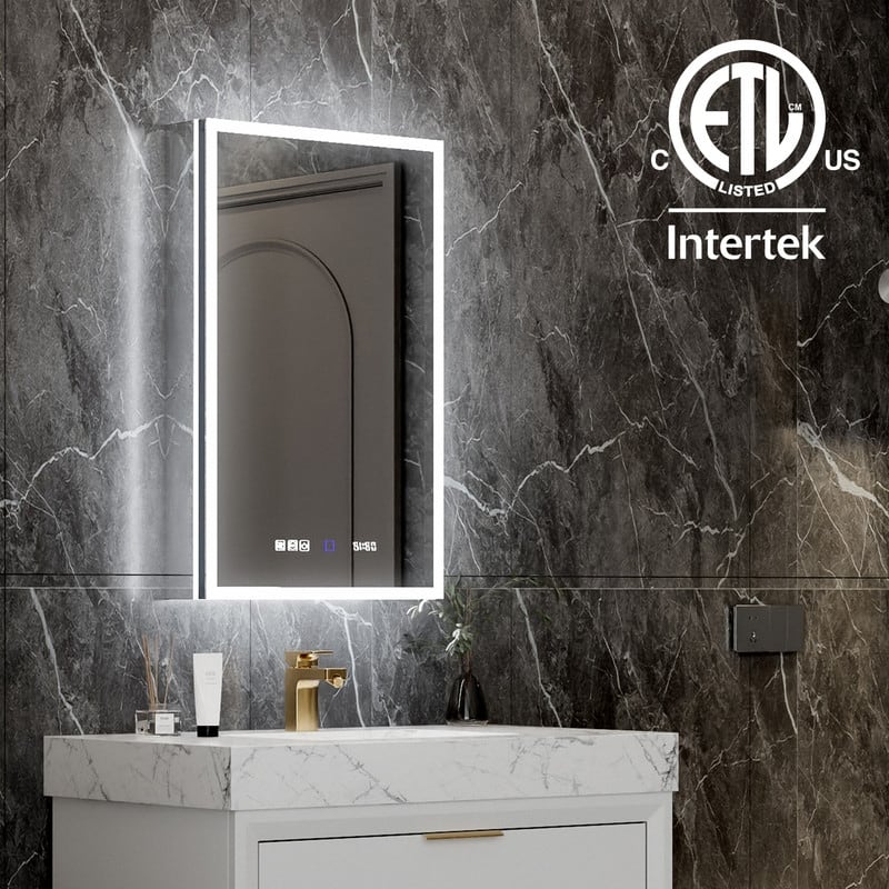 MEDUNJESS 20'' x 32'' Frameless Bathroom Cabinet with Defogging