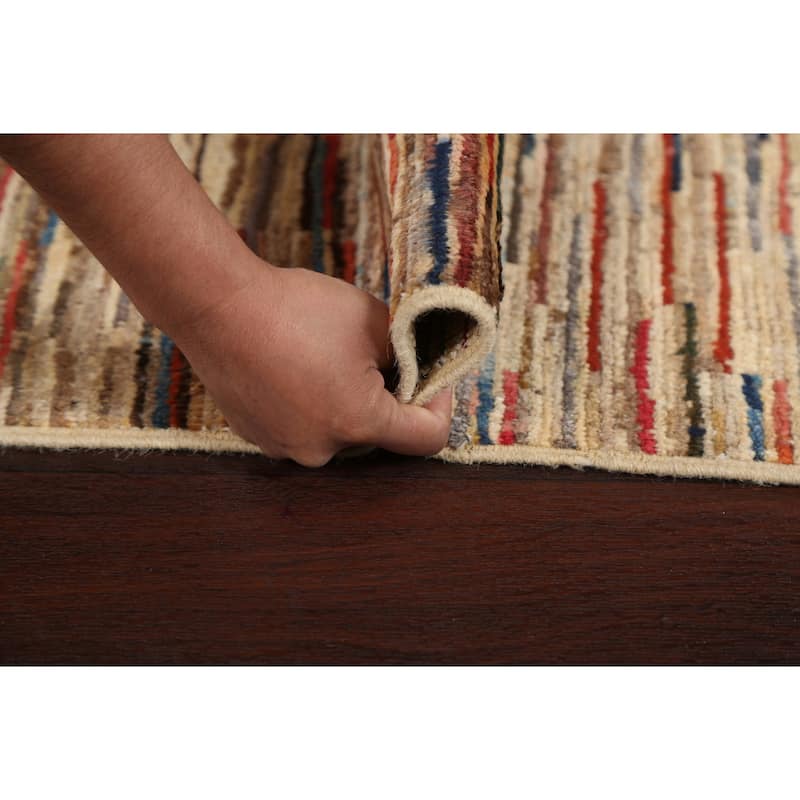 Striped Modern Gabbeh Kashkoli Oriental Area Rug Handmade Wool Carpet - 2'6" x 3'11"