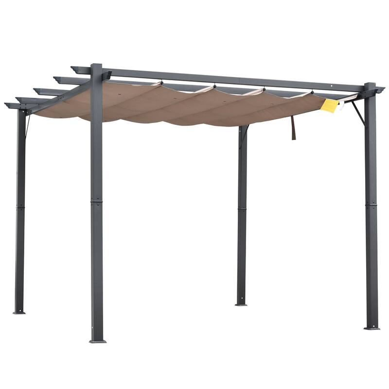 Outsunny Aluminium 10' x 10' Outdoor Pergola with Canopy Cover - Black