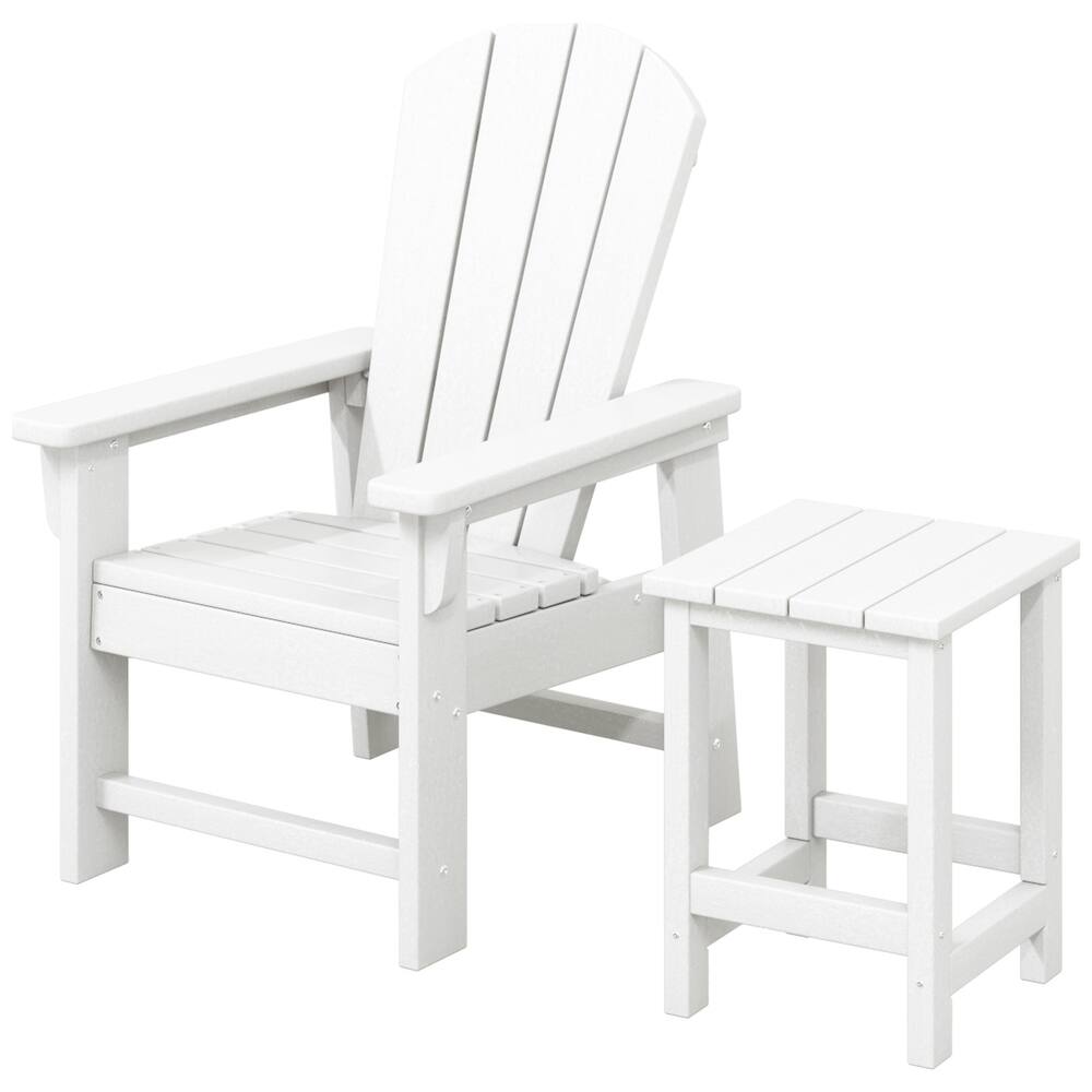 Laguna Kids Outdoor Poly Adirondack Chair With Side Table 2-Piece Set