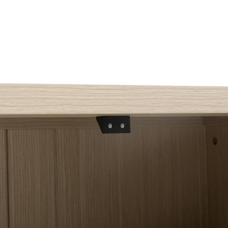 4 Door Carved Storage Cabinet, Multifunctional Wooden Sideboard Cabinet, Accent Cabinet with Adjustable Shelves & Support Feet