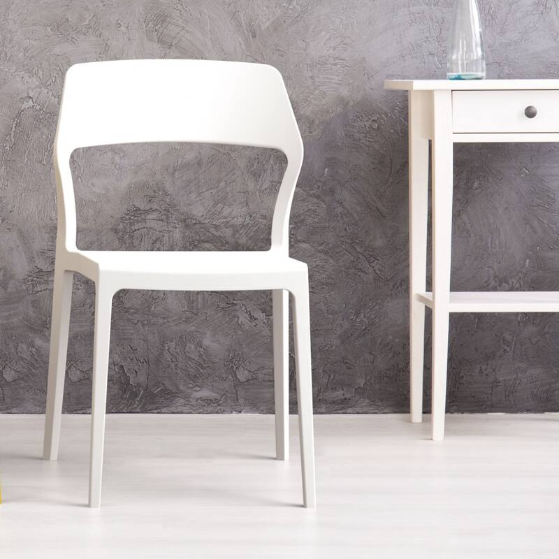 32.75" White Solid Patio Dining Chair