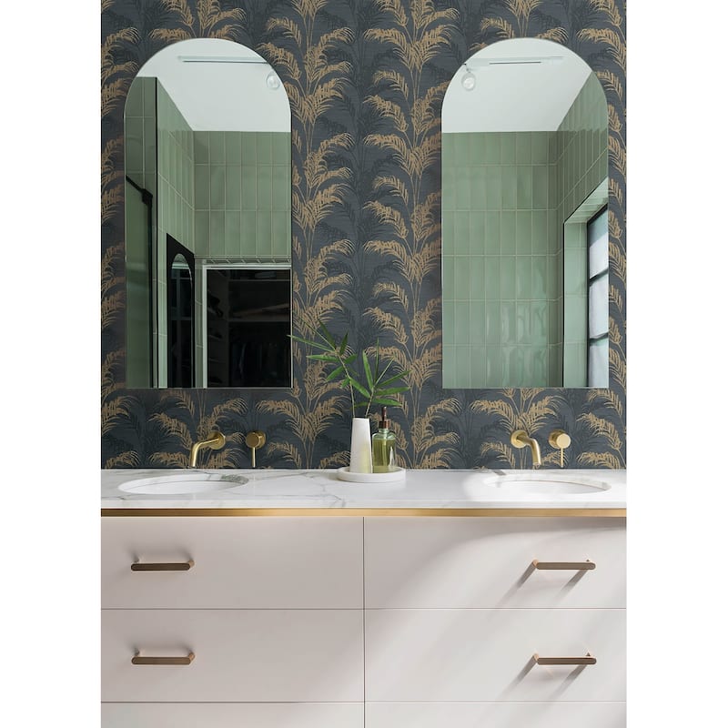 Advantage Rattan Charcoal Palm Wallpaper