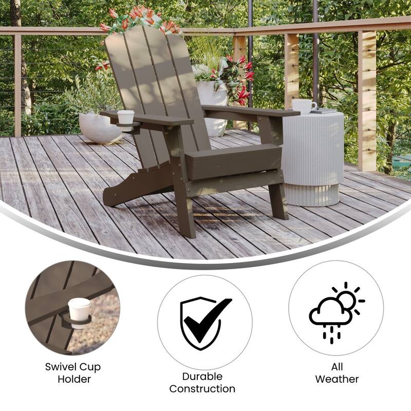 Commercial Grade All-Weather Adirondack Chair with Swiveling Cupholder