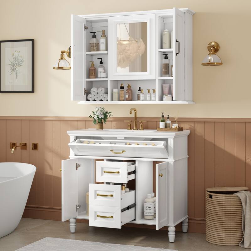 Wall Mounted Bathroom Storage Cabinet - White