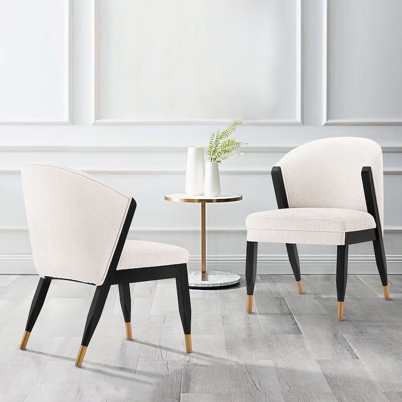 Manhattan Comfort Modern Ola Boucle Dining Chair - Cream - Set of 2