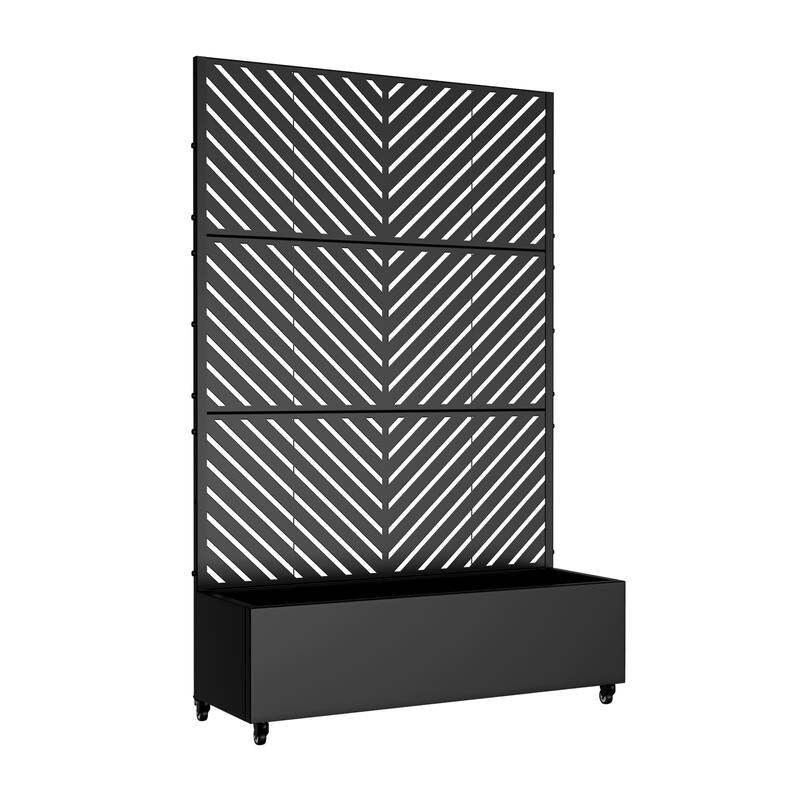 Metal Movable Planter Box with Trellis Privacy Screen Planter Box with Lockable Wheels