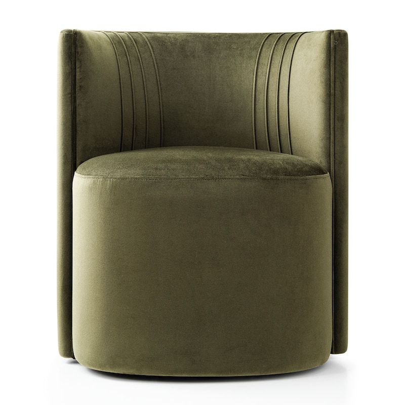 Velvet Swivel Dining Chairs with Rolling Casters, Upholstered Barrel Back Dining ArmChairs