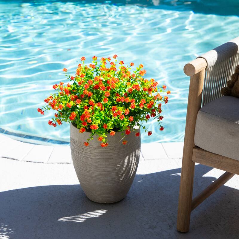 14-in UV Resistant Artificial Flowering Mini Rose Bush - Set of 12