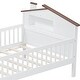 preview thumbnail 9 of 14, Twin Size Wood Platform Bed with House-shaped Headboard,LED & Storage