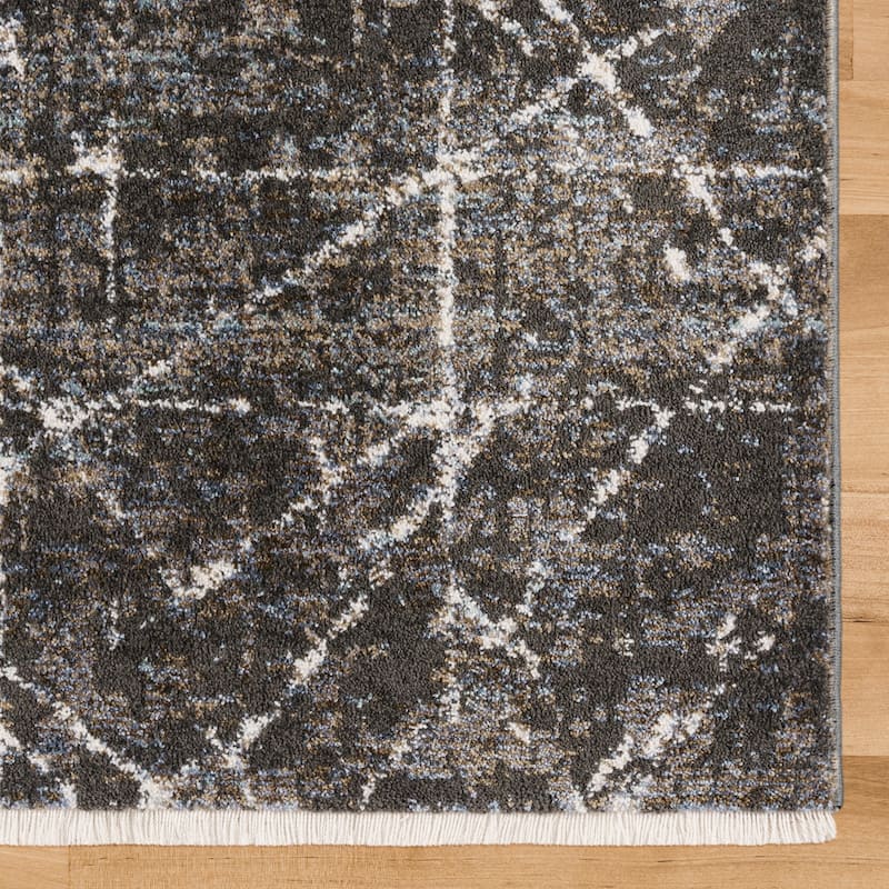 Gertmenian Apollo Bryce Modern Abstract Charcoal Area Rug Runner - 2' 2" x 8'