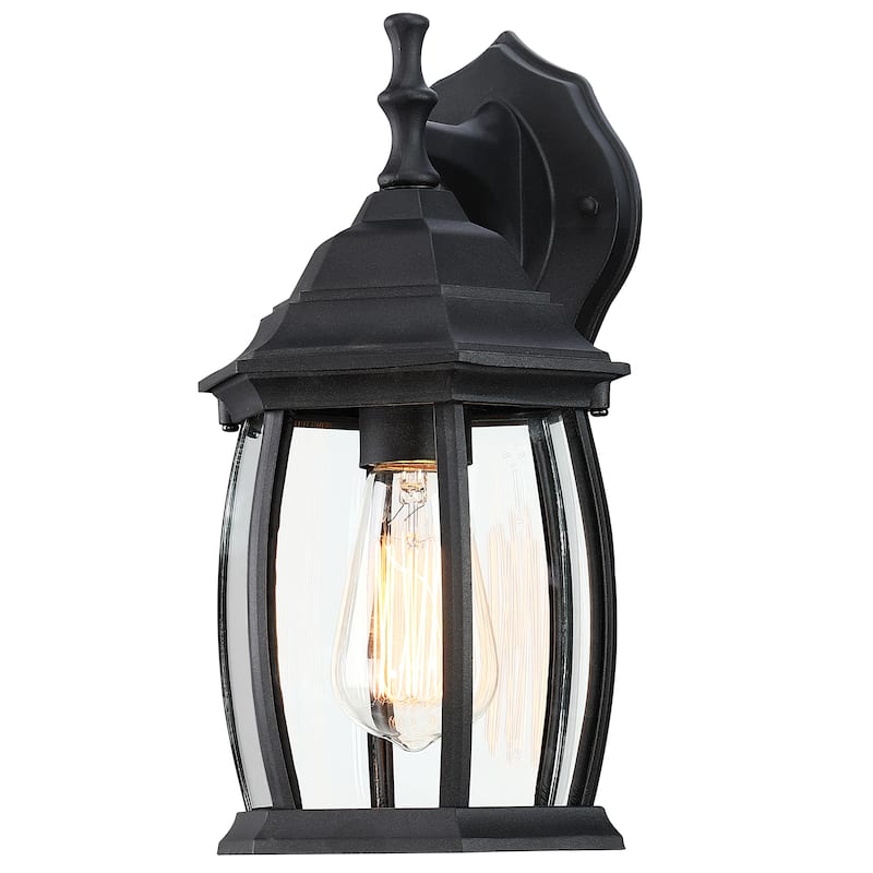 Textured Black Outdoor Wall Lartern Light Set of 2