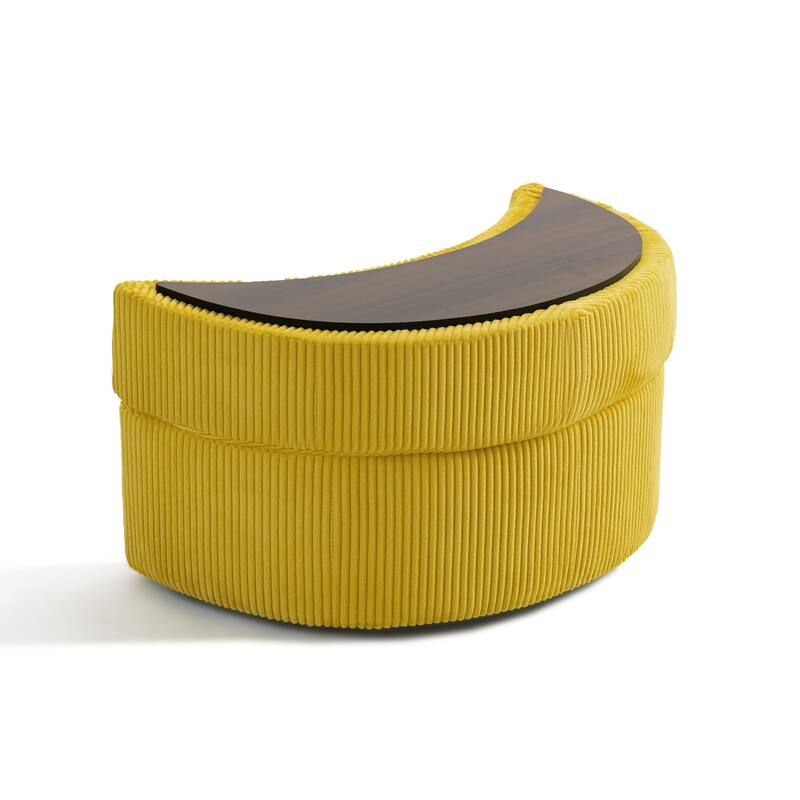 Moon Crescent Storage Upholstered Ottoman