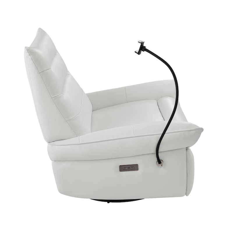 Genuine Italian Leather Match Power Swivel Rocker Recliner (Set of 2)
