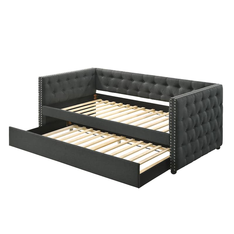 Romona Gray Fabric Daybed W/Trundle (Twin)