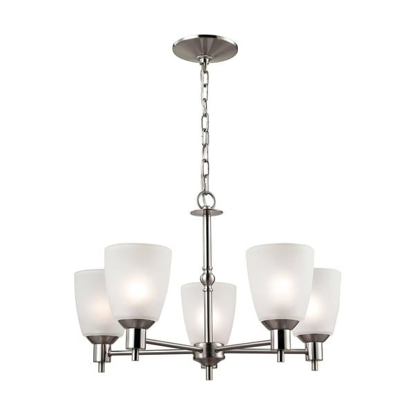 Thomas Lighting 1305ch Led Jackson 5 Light 22 Wide Thomas Lighting 1305ch Led Jackson 5 Light 22 Wide Chandelier With White Gl