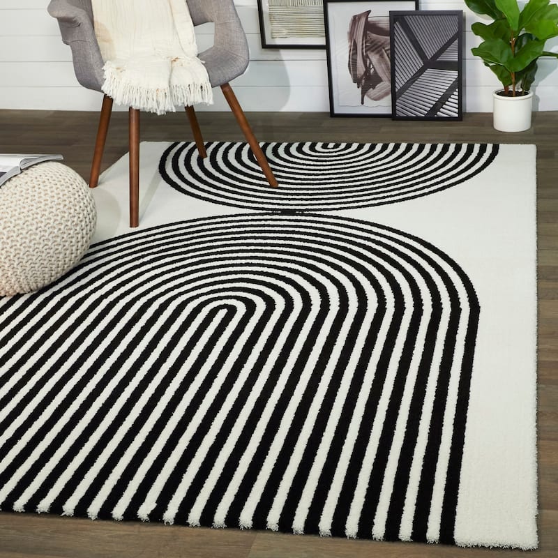 Honnecourt Contemporary Arches Area Rug - 7'10" x 10' - White - Rectangle