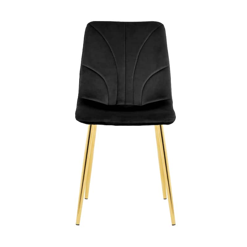 Modern Light Luxury Flannelette Dining Chair with Gold Metal Legs(set of 4)