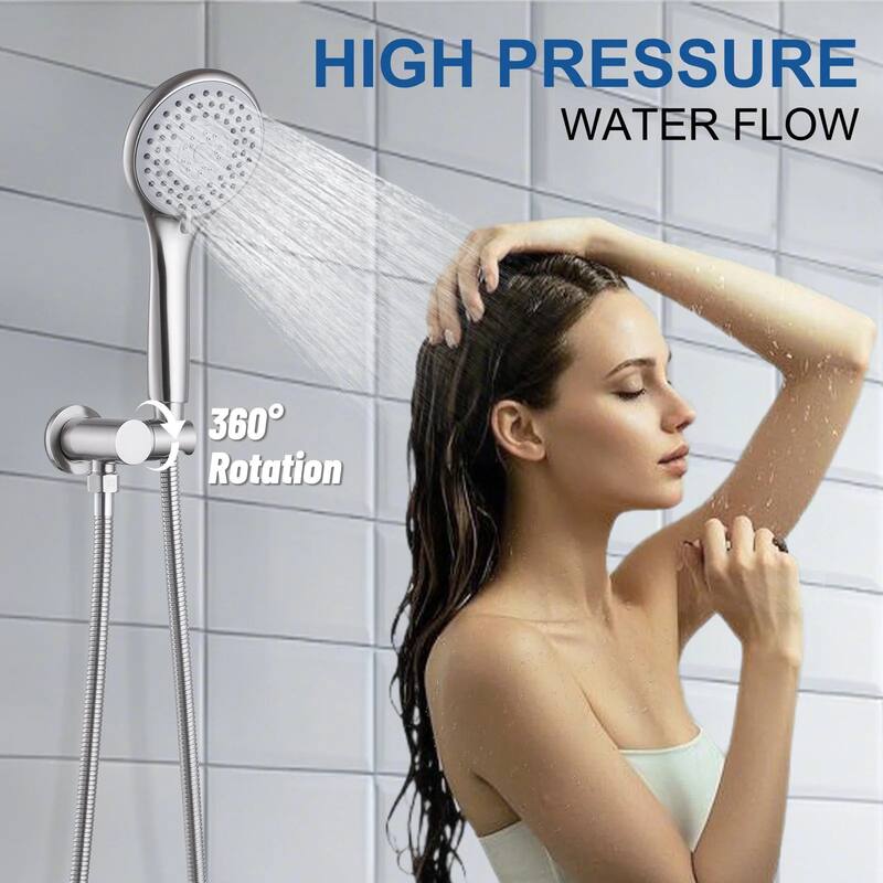 Solid Brass Pressure Balanced Bathroom Shower Faucet Set with 5-Function Rain Shower Head