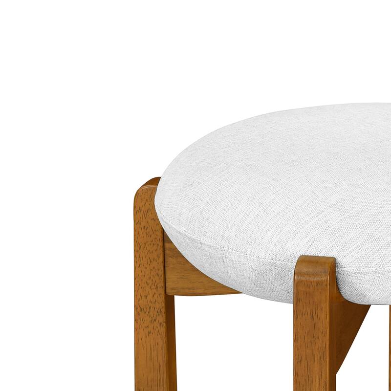 Roomfitters Tara Indoor Wooden Barstools with Ivory Upholstery, Light Walnut Finish