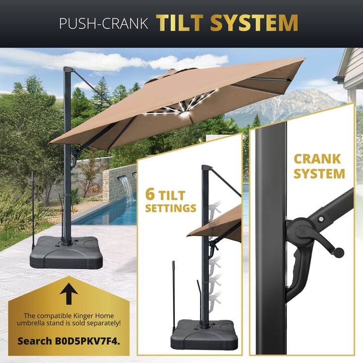 Kinger Home 10 ft Cantilever Patio Umbrella Windproof Design