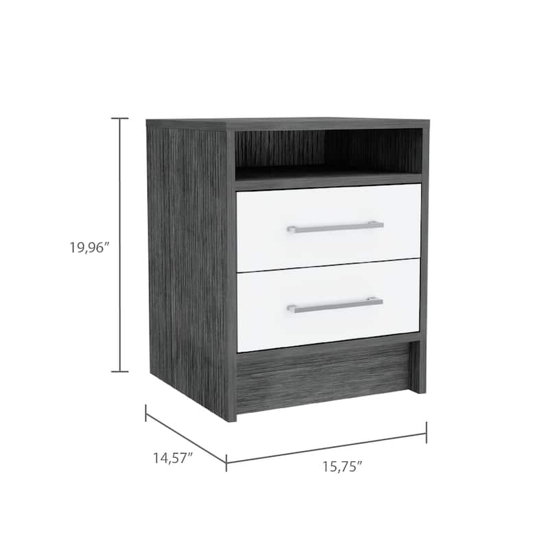 Rowley 2-Drawer 1-Shelf Rectangle Nightstand