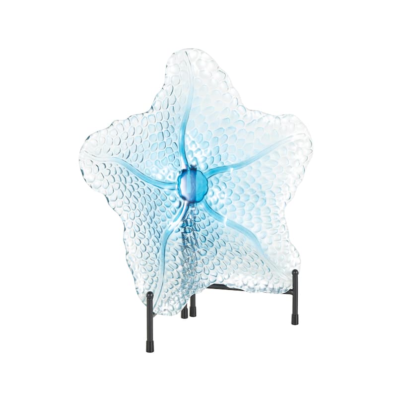 Blue Glass Ombre Decorative Plate Charger with Spotted Texturing