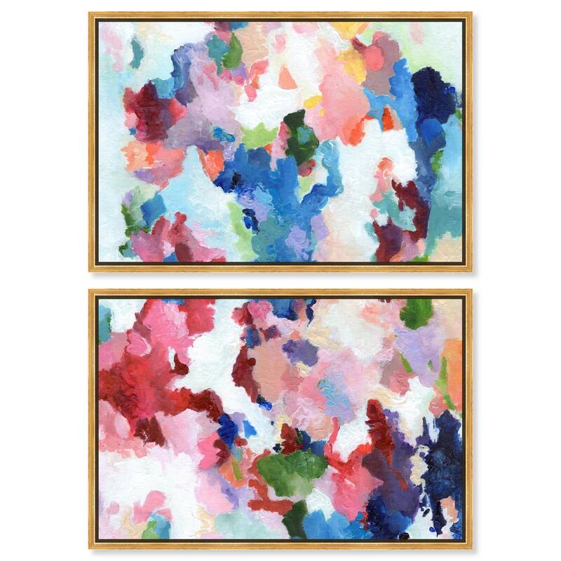 Bold Color Swirlz Canvas Set of 2 by Art Remedy - 45" x 30" - Gold