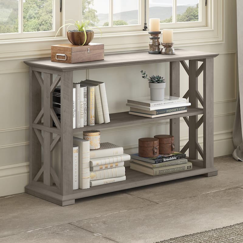 Homestead Console Table with Shelves by Bush Furniture - Driftwood Gray