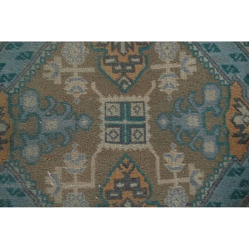 Hand Knotted Oriental 100% Wool Carpet Traditional All-Over Beige & Ivories Heriz Runner Rug - 10' 9'' X 3' 4''