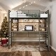 preview thumbnail 1 of 16, Twin Size Loft Bed With Desk And Storage Shelves And Ladder for Home Black