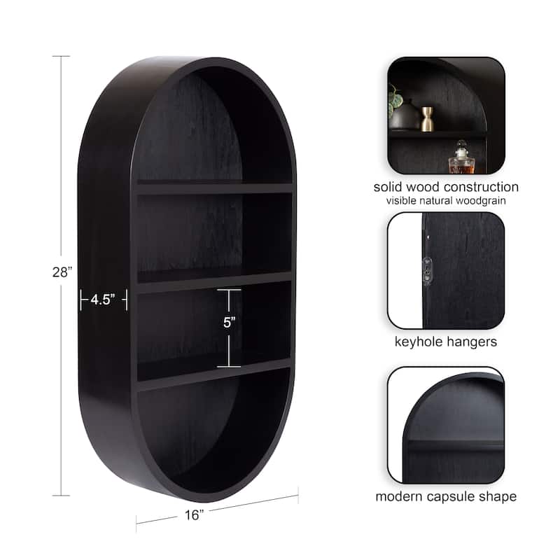 Kate and Laurel Hutton Wood Capsule Wall Shelf