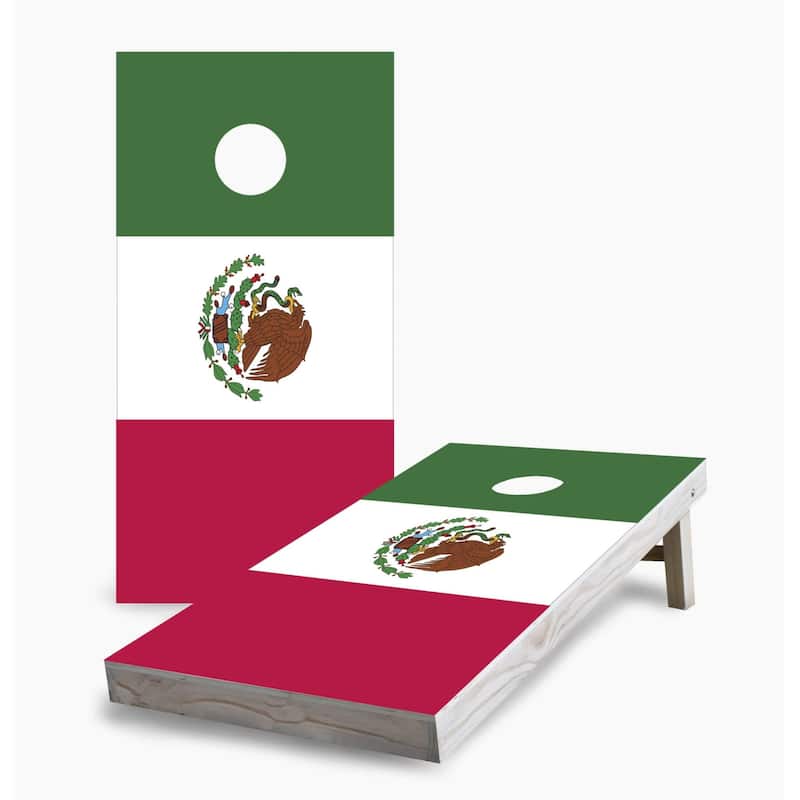 Mexican Flag Cornhole Game (Choose Wraps or Boards) - 2x4 Boards (24" x 48") - Include Case + Hole Lights