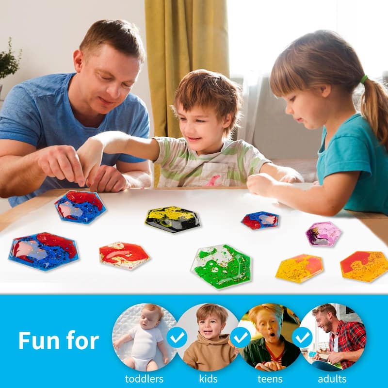 Art3d 12-Pack Colorful Flexible Liquid Play Mats for Children