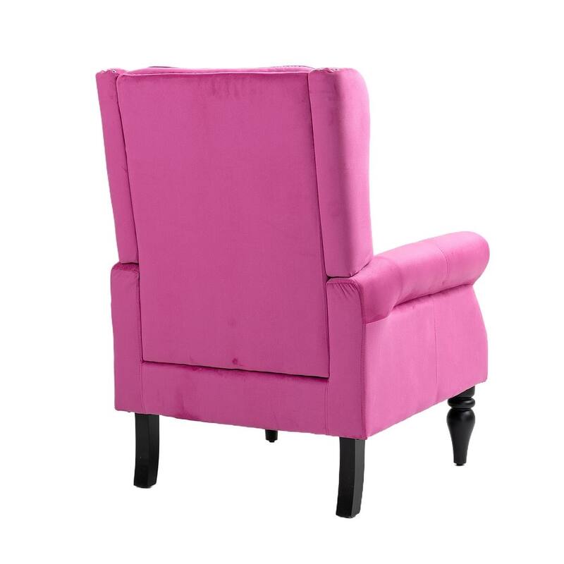 Transitional Wingback Accent Chair Armchair with Sturdy Wood Legs