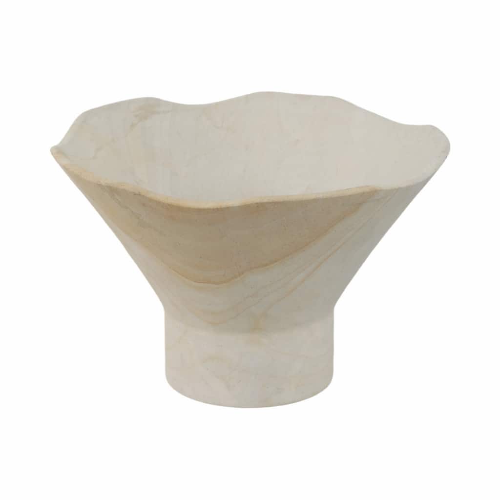 Sandstone Sculpted Flared Decorative Bowl for Home Decor - 6" Tan - 9" x 9" x 6"