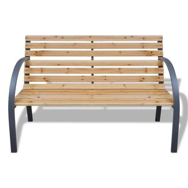 Shop Vidaxl Outdoor Garden Bench Wooden Iron Metal Curved Back
