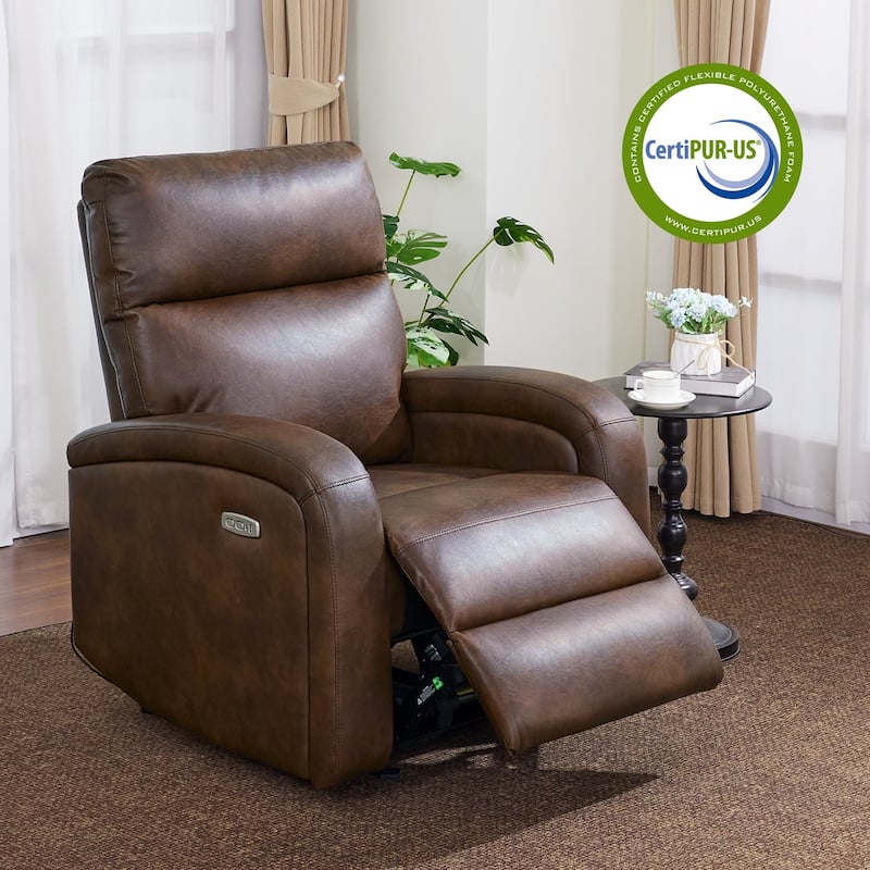 Zero Wall Recliner Chair, Power Recliner with USB & Type-C Dual Charge Ports, for Small Space, Living Room - Dark Brown