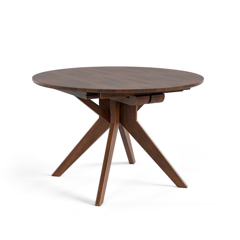 Furniture of America Abigail V Mid-Century Modern 7-Piece Rich Walnut Solid Wood Convertible Dining Set with Butterfly Leaf