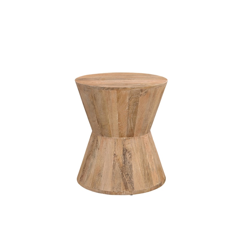 HomeRoots 18" Wood Brown And Brown Wood Solid Wood Round End Table - 16' X '18' X '16