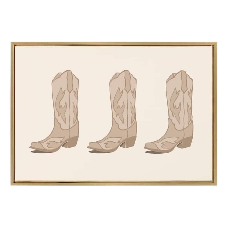 Kate and Laurel Sylvie Cowboy Boots Landscape Framed Canvas by Honey Island Studio