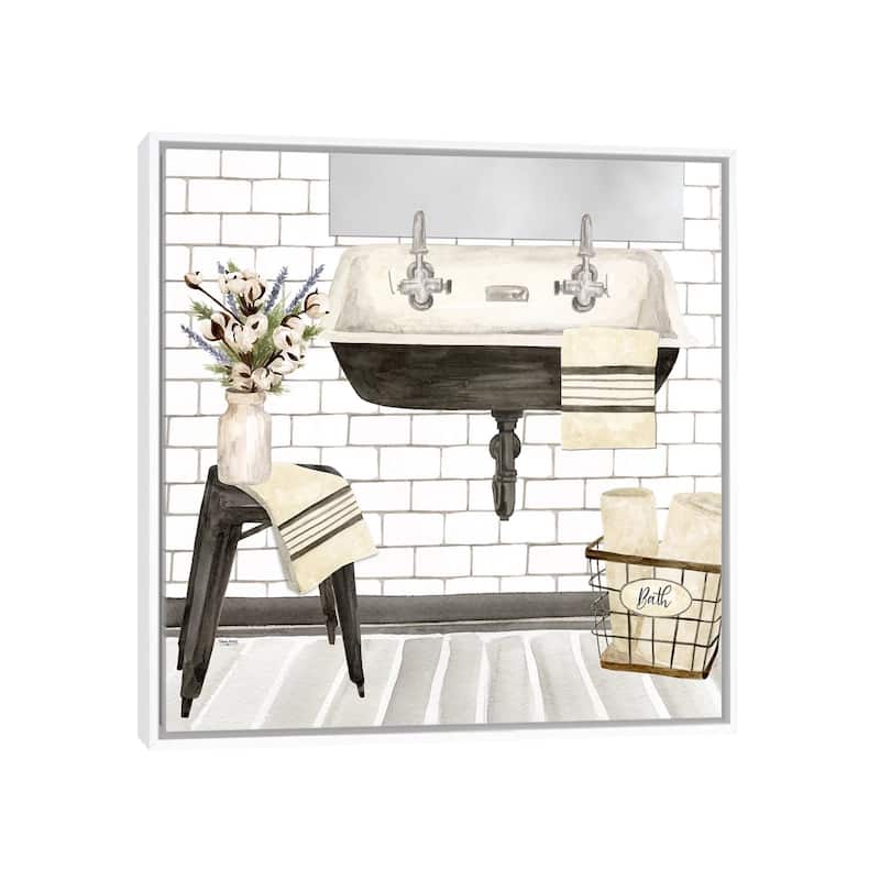 iCanvas "Farmhouse Bath II Sink" by Tara Reed Framed Canvas Print - White - 12x12