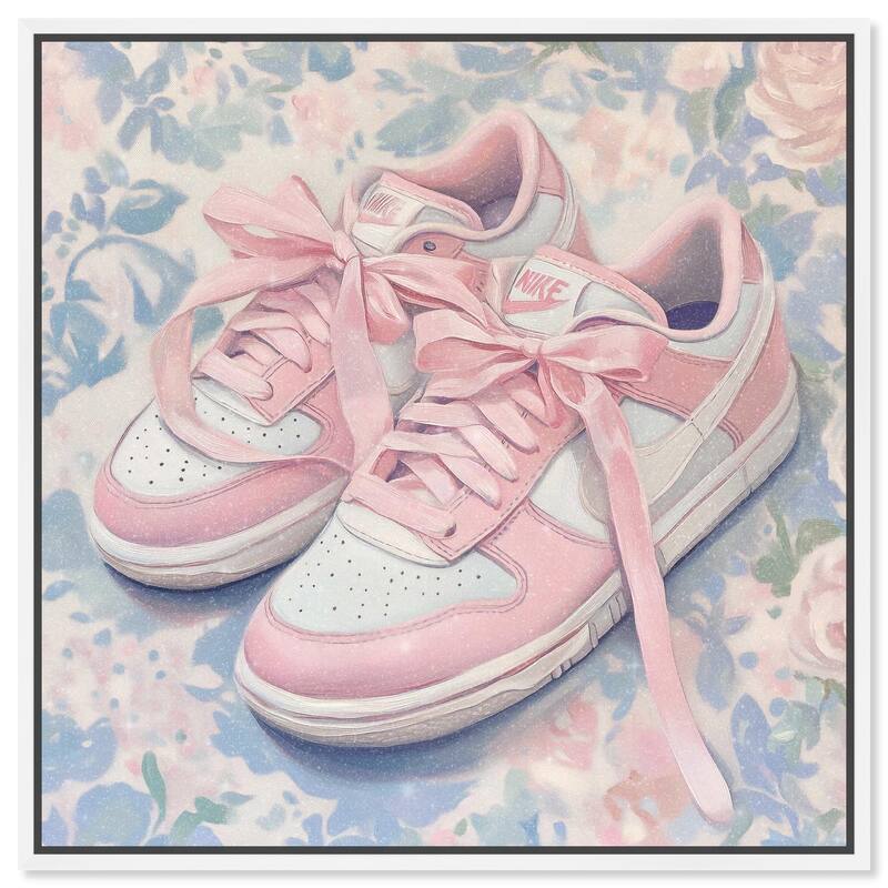 Gentle Ribbon Sneakers Canvas by Art Remedy - White - 12" x 12"