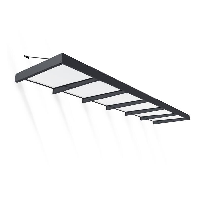 Sophia XL 5 ft. Door Awning Kit - Grey Structure & White Opal Panels